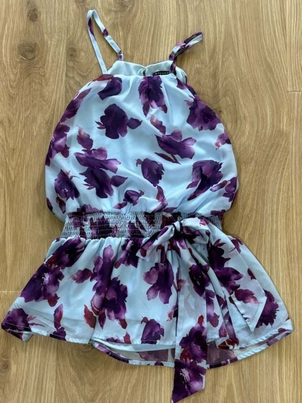 Staccato Floral Peplum Tank Top Blue & Purple | Size Small